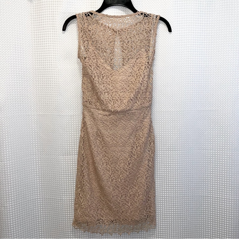 Nude Lace High Neck Dress